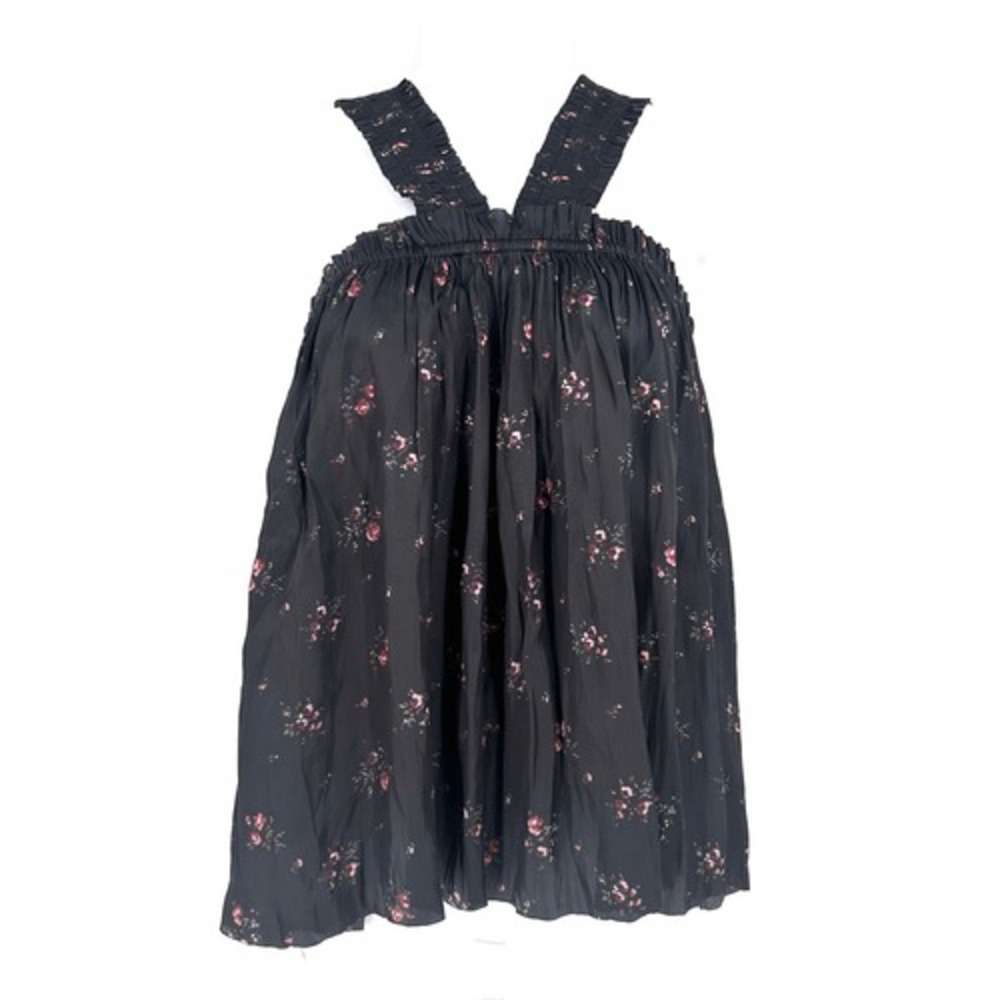 Ulla Johnson Margot Blouse Womens 2 Black Floral Smocked Halter Boho Cottagecore - Picture 3 of 12